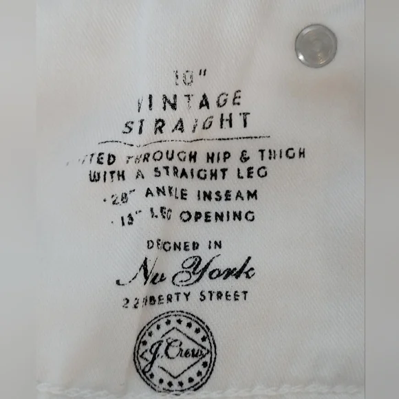 J. Crew White Vintage Straight Cropped Jeans - Size 30 - Picture 14 of 15